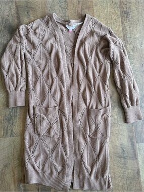 No Boundaries Women’s Open Front Cardigan Loose Knit Sweater Pockets Sz 11-13